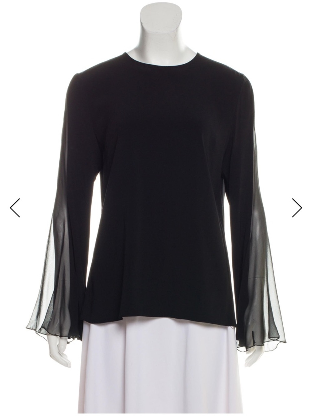 Cushnie Et Ochs black Long-Sleeve with  Silk Trimmed Sheer Bell Sleeves - Women
